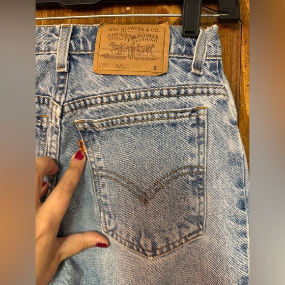 Vintage ‘97 Levi 950 Orange Relaxed fit Tapered short HR faded cotton denim sz7 - Picture 6 of 8